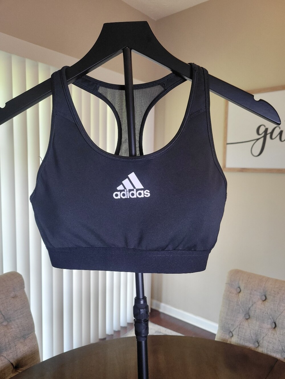 adidas Black and White Racerback Sports Bra Size M